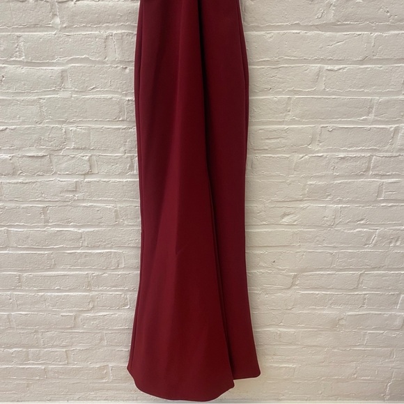 Likely || Willa Crossover Halter Mermaid Gown Burgundy Red 4 - Picture 4 of 8